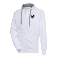 Vegas Golden Knights Antigua Metallic Logo Victory Full-Zip Hoodie - White - NHL
