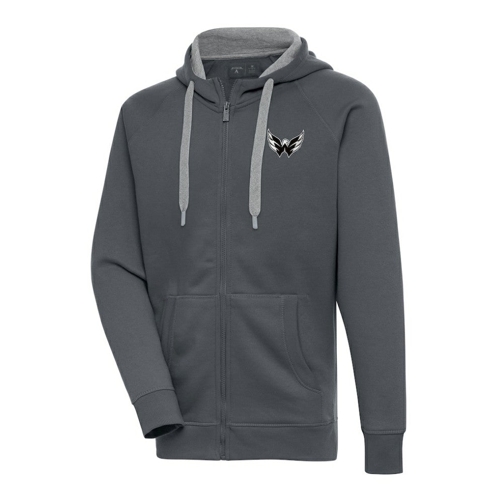 Washington Capitals Antigua Metallic Logo Victory Full-Zip Hoodie - Charcoal - NHL