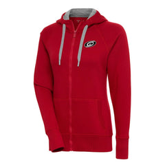 Carolina Hurricanes Antigua Women's Metallic Logo Victory Full-Zip Hoodie - Red - NHL