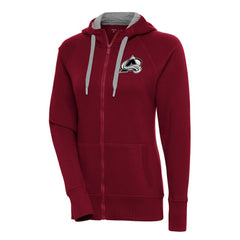 Colorado Avalanche Antigua Women's Metallic Logo Victory Full-Zip Hoodie - Burgundy - NHL