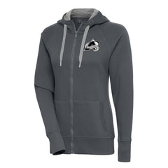 Colorado Avalanche Antigua Women's Metallic Logo Victory Full-Zip Hoodie - Charcoal - NHL