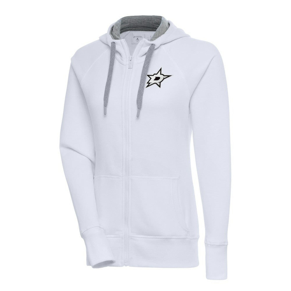 Dallas Stars Antigua Women's Metallic Logo Victory Full-Zip Hoodie - White - NHL