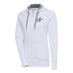 Dallas Stars Antigua Women's Metallic Logo Victory Full-Zip Hoodie - White - NHL