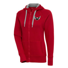 Washington Capitals Antigua Women's Metallic Logo Victory Full-Zip Hoodie - Red - NHL