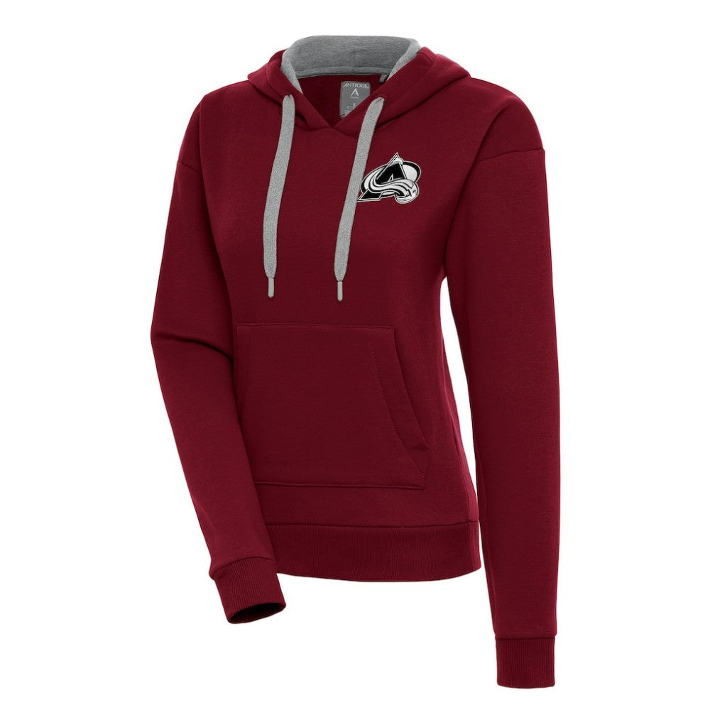 Colorado Avalanche Antigua Women's Metallic Logo Victory Pullover Hoodie - Burgundy - NHL