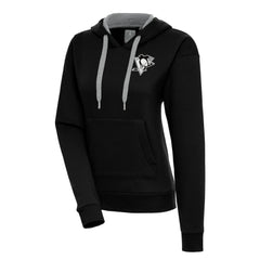 Pittsburgh Penguins Antigua Women's Metallic Logo Victory Pullover Hoodie - Black - NHL