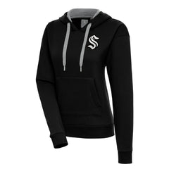Seattle Kraken Antigua Women's Metallic Logo Victory Pullover Hoodie - Black - NHL