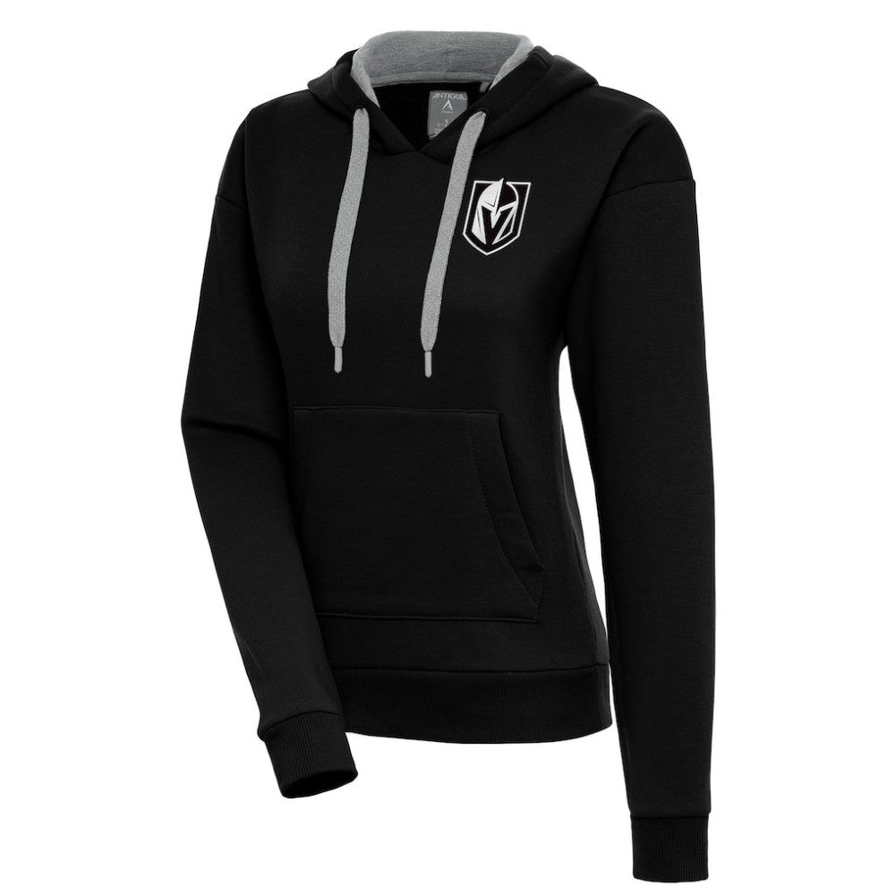Vegas Golden Knights Antigua Women's Metallic Logo Victory Pullover Hoodie - Black - NHL