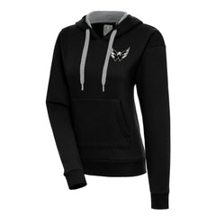 Washington Capitals Antigua Women's Metallic Logo Victory Pullover Hoodie - Black - NHL