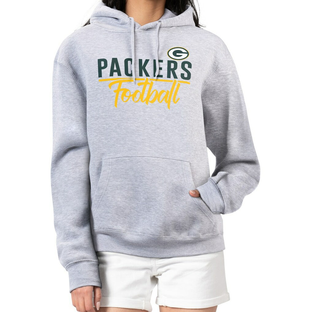 Green Bay Packers G-III 4Her by Carl Banks Women's Graphic Fleece Pullover Hoodie Heather Gray | NFL