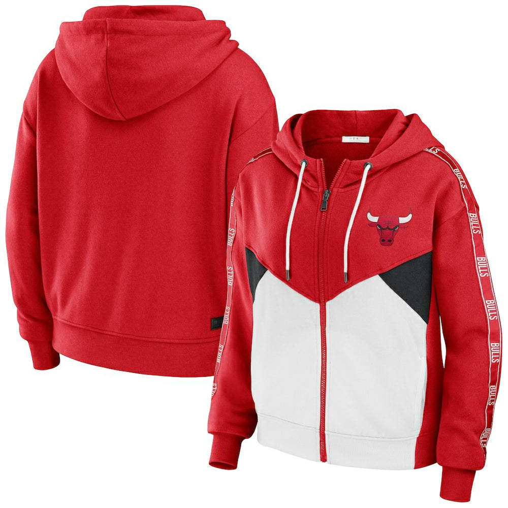Chicago Bulls WEAR by Erin Andrews Women's Color-Block Full-Zip Hoodie Red - NBA