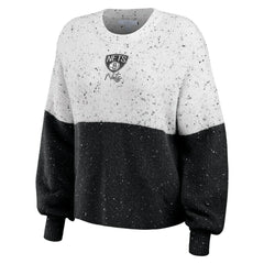 Brooklyn Nets WEAR by Erin Andrews Women's Color-Block Pullover Sweater White/Black - NBA
