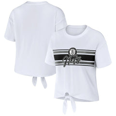 Brooklyn Nets WEAR by Erin Andrews Women's Tie-Front T-Shirt White - NBA