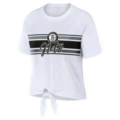 Brooklyn Nets WEAR by Erin Andrews Women's Tie-Front T-Shirt White - NBA