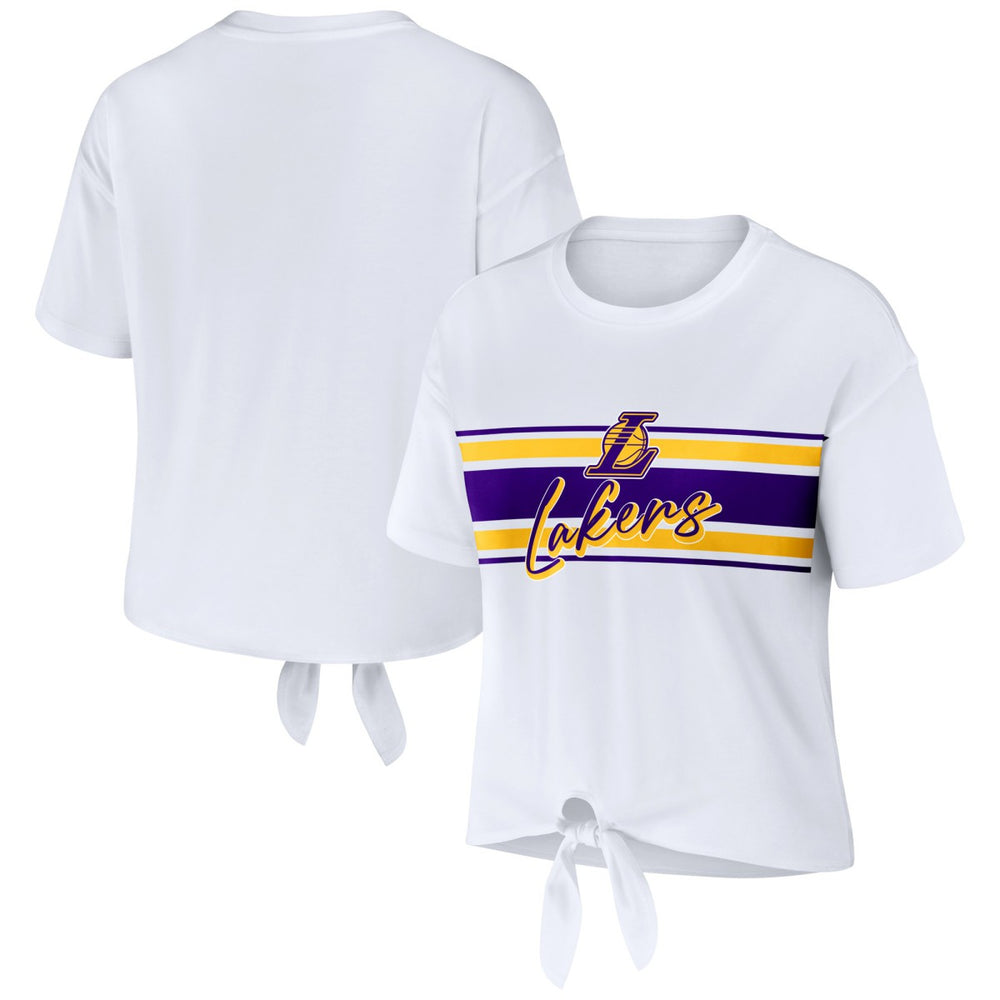 Los Angeles Lakers WEAR by Erin Andrews Women's Tie-Front T-Shirt White - NBA