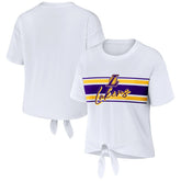 Los Angeles Lakers WEAR by Erin Andrews Women's Tie-Front T-Shirt White - NBA