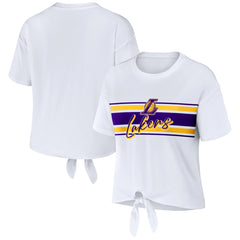 Los Angeles Lakers WEAR by Erin Andrews Women's Tie-Front T-Shirt White - NBA