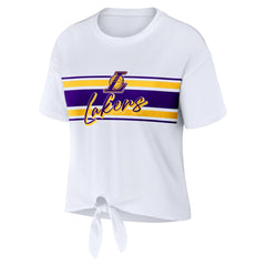 Los Angeles Lakers WEAR by Erin Andrews Women's Tie-Front T-Shirt White - NBA