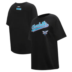 Charlotte Hornets Pro Standard Women's Script Boyfriend T-Shirt Black - NBA