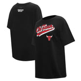 Chicago Bulls Pro Standard Women's Script Boyfriend T-Shirt Black - NBA