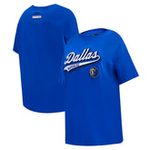 Dallas Mavericks Pro Standard Women's Script Boyfriend T-Shirt Royal - NBA