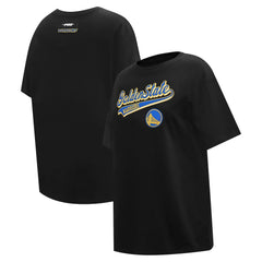 Golden State Warriors Pro Standard Women's Script Boyfriend T-Shirt Black - NBA
