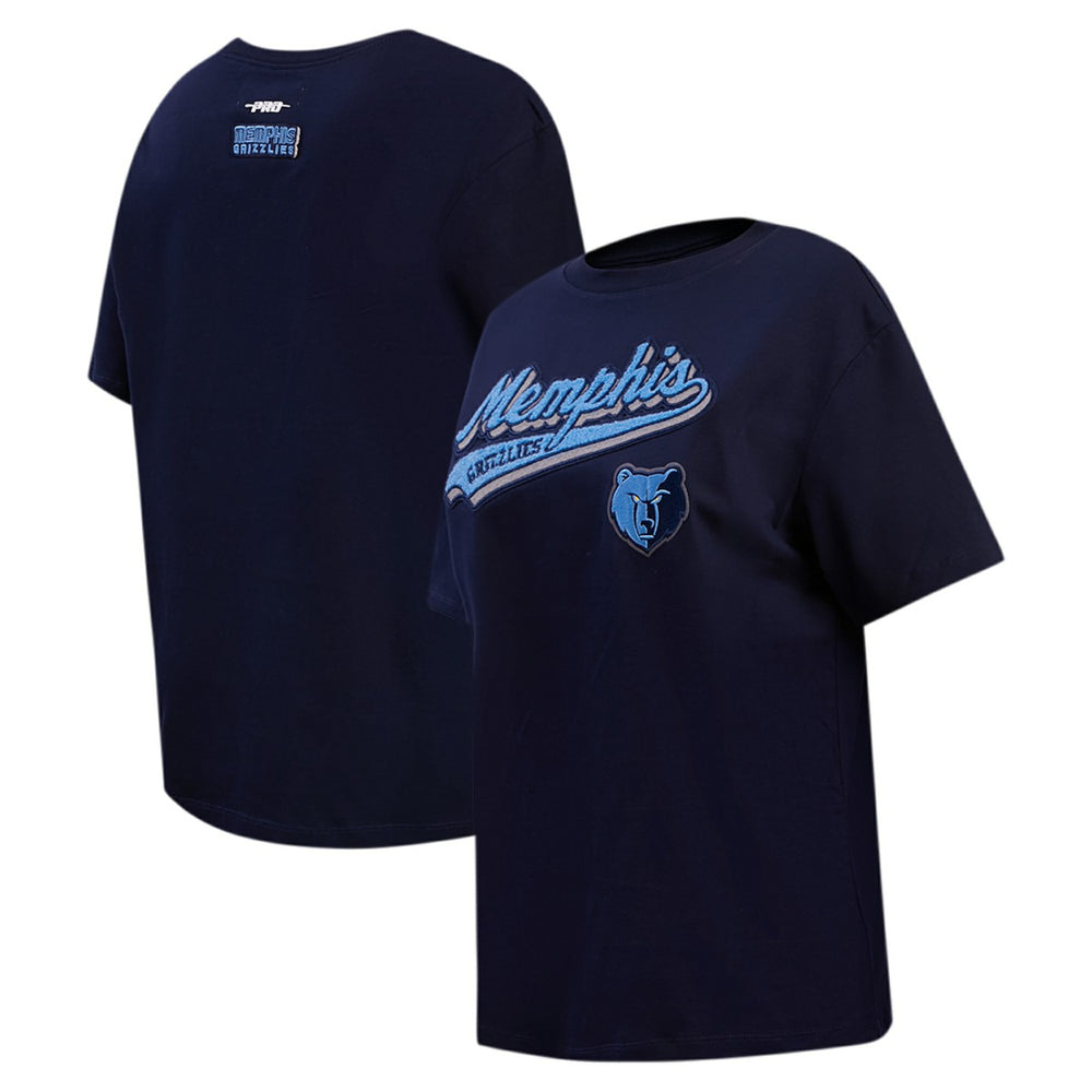 Memphis Grizzlies Pro Standard Women's Script Boyfriend T-Shirt Navy - NBA