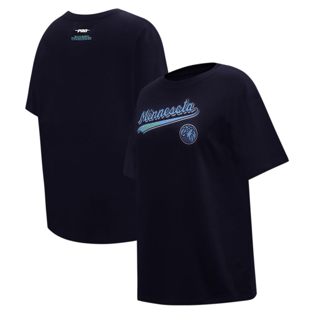 Minnesota Timberwolves Pro Standard Women's Script Boyfriend T-Shirt Navy - NBA