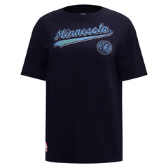 Minnesota Timberwolves Pro Standard Women's Script Boyfriend T-Shirt Navy - NBA