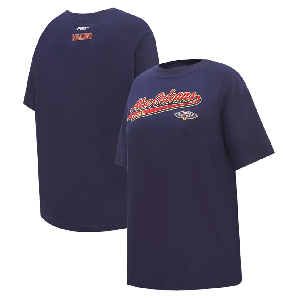 New Orleans Pelicans Pro Standard Women's Script Boyfriend T-Shirt Navy - NBA