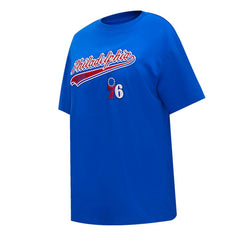 Philadelphia 76ers Pro Standard Women's Script Boyfriend T-Shirt Royal - NBA