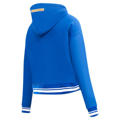 Golden State Warriors Pro Standard Women's Script Tail Cropped Pullover Hoodie Royal - NBA