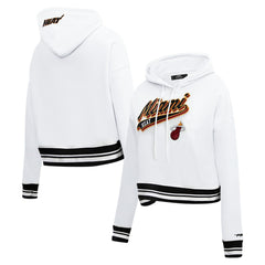 Miami Heat Pro Standard Women's Script Tail Cropped Pullover Hoodie White - NBA