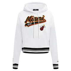 Miami Heat Pro Standard Women's Script Tail Cropped Pullover Hoodie White - NBA