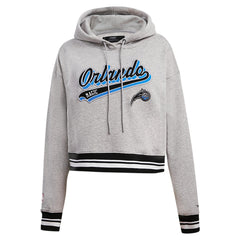 Orlando Magic Pro Standard Women's Script Tail Cropped Pullover Hoodie Heather Gray - NBA