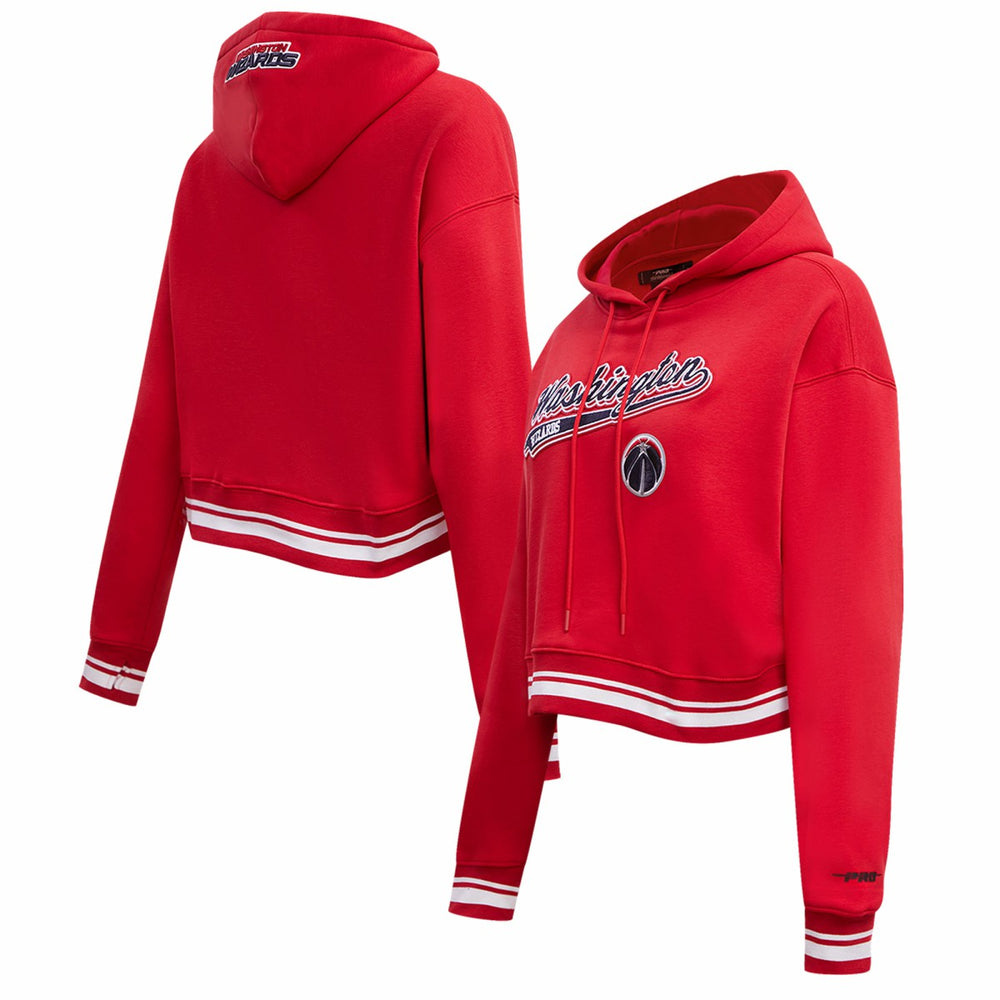 Washington Wizards Pro Standard Women's Script Tail Cropped Pullover Hoodie Red - NBA