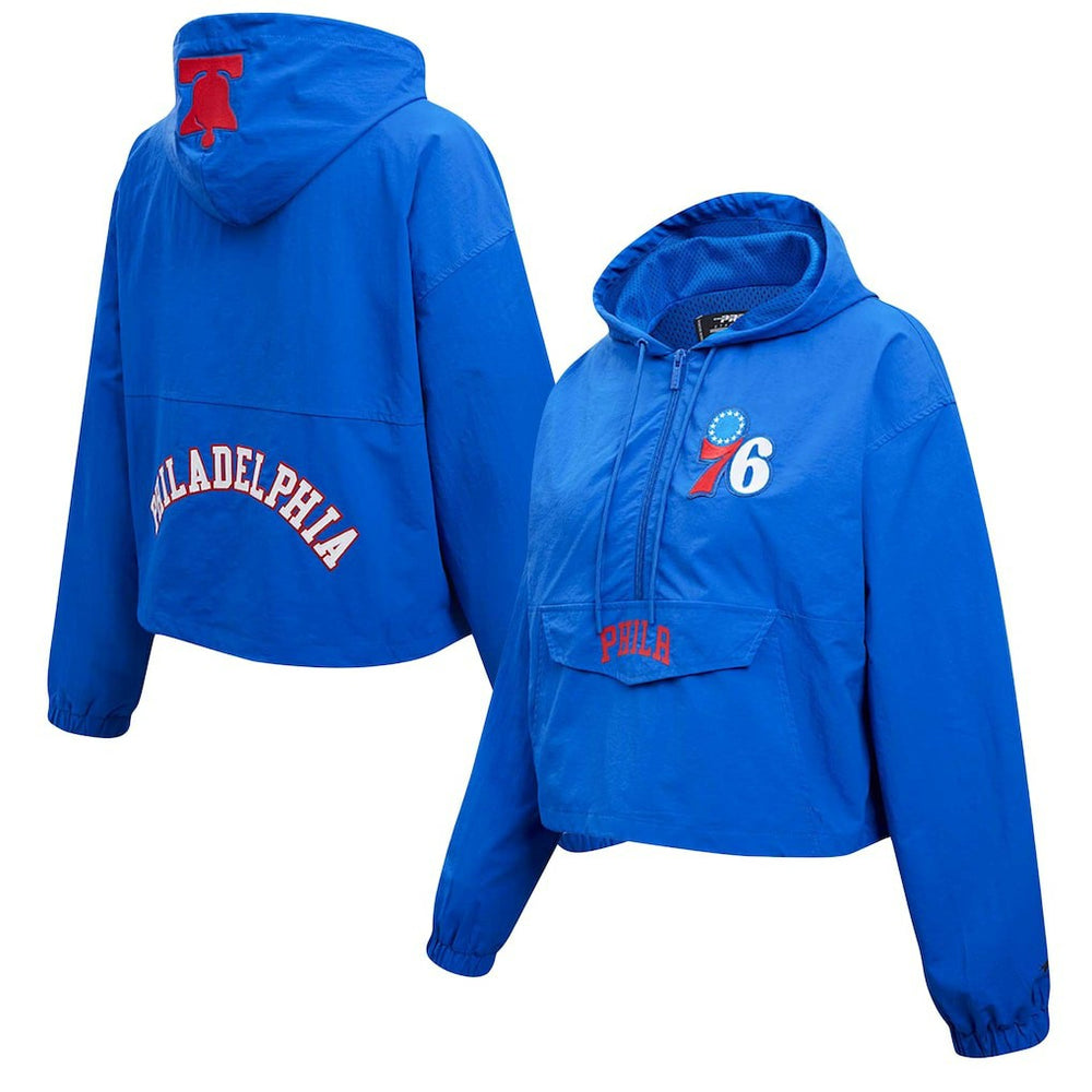 Philadelphia 76ers Pro Standard Classic Wind Woven Cropped Half-Zip Jacket Royal - NBA