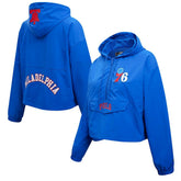 Philadelphia 76ers Pro Standard Classic Wind Woven Cropped Half-Zip Jacket Royal - NBA