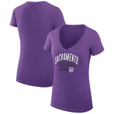 Sacramento Kings G-III 4Her by Carl Banks Women's Super-Slim Fit Lightweight Filigree Logo V-Neck T-Shirt Purple - NBA