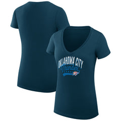Oklahoma City Thunder G-III 4Her by Carl Banks Women's Super-Slim Fit Lightweight Filigree Logo V-Neck T-Shirt Navy - NBA