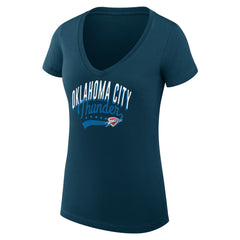 Oklahoma City Thunder G-III 4Her by Carl Banks Women's Super-Slim Fit Lightweight Filigree Logo V-Neck T-Shirt Navy - NBA