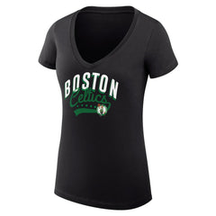 Boston Celtics G-III 4Her by Carl Banks Women's Super-Slim Fit Lightweight Filigree Logo V-Neck T-Shirt Black - NBA