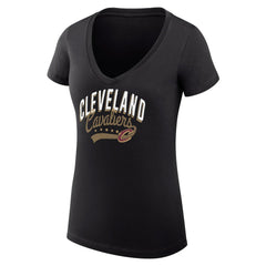 Cleveland Cavaliers G-III 4Her by Carl Banks Women's Super-Slim Fit Lightweight Filigree Logo V-Neck T-Shirt Black - NBA