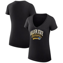 Golden State Warriors G-III 4Her by Carl Banks Women's Super-Slim Fit Lightweight Filigree Logo V-Neck T-Shirt Black - NBA
