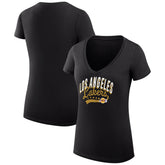 Los Angeles Lakers G-III 4Her by Carl Banks Women's Super-Slim Fit Lightweight Filigree Logo V-Neck T-Shirt Black - NBA