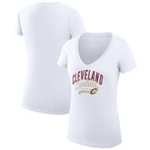 Cleveland Cavaliers G-III 4Her by Carl Banks Women's Super-Slim Fit Lightweight Filigree Logo V-Neck T-Shirt White - NBA
