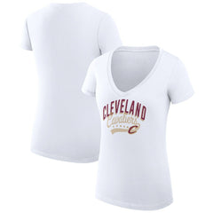 Cleveland Cavaliers G-III 4Her by Carl Banks Women's Super-Slim Fit Lightweight Filigree Logo V-Neck T-Shirt White - NBA