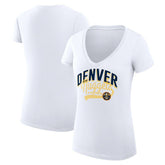 Denver Nuggets G-III 4Her by Carl Banks Women's Super-Slim Fit Lightweight Filigree Logo V-Neck T-Shirt White - NBA