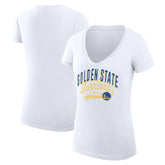 Golden State Warriors G-III 4Her by Carl Banks Women's Super-Slim Fit Lightweight Filigree Logo V-Neck T-Shirt White - NBA