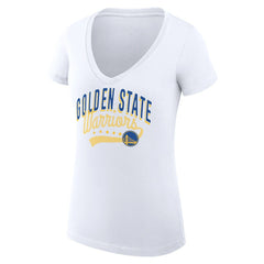 Golden State Warriors G-III 4Her by Carl Banks Women's Super-Slim Fit Lightweight Filigree Logo V-Neck T-Shirt White - NBA